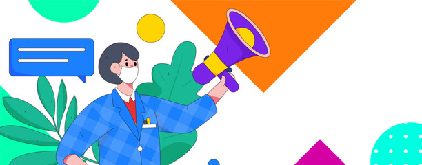 Notification announcement vector creative flat hand drawn illustration
