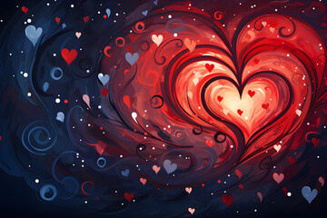Passion Blooms, Abstract Red Heart Symbolizing Love and Valentine's Day