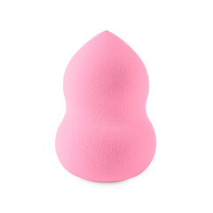 One pink makeup sponge isolated on white