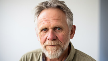 Close-Up of a Senior Guy's Face, Capturing the Warmth of His Smile and the Wisdom in His Eyes