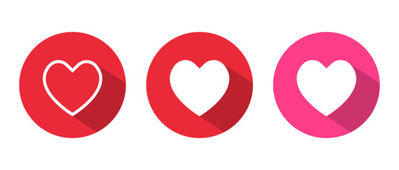 Heart icon vector in red circle. Love, like sign symbol in flat style