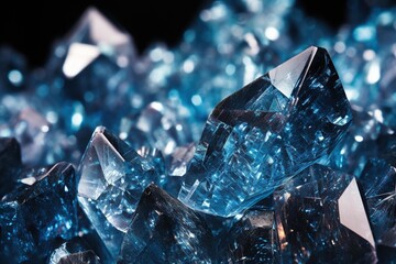 Macro shot of crystal facets reflecting a starry night sky - obrazy, fototapety, plakaty