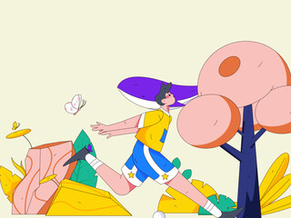 People exercising healthy running vector internet operation illustration
