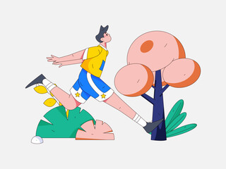 People exercising healthy running vector internet operation illustration
