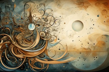 Abstract background with symbols of dreams and subconscious