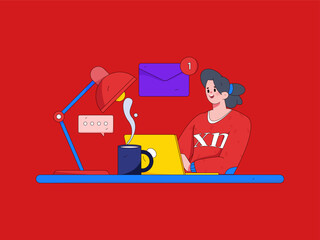 Home indoor character scene flat vector concept operation hand drawn illustration
