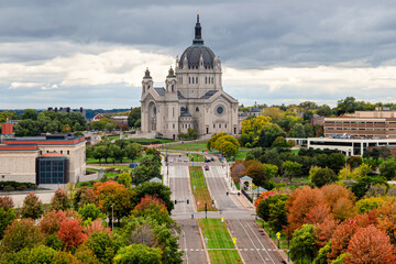 Cathedral of St. Paul, Minnesota in autumn