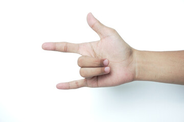  I love you hand symbol gesture isolated on white with clipping path