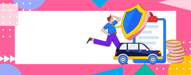 Vector internet operation hand-drawn illustration of people getting discounts for refueling the car
