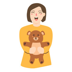 girl play with bear toy happy childhood gift for birthday