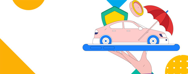 Vector internet operation hand-drawn illustration of people getting discounts for refueling the car
