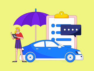 Fototapeta premium Vector internet operation hand-drawn illustration of people getting discounts for refueling the car 