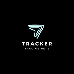 line art tracker sign logo icon vector template