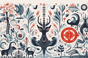 Abstract background with Symbols of Scandinavian mythology