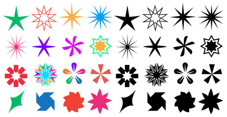 Fototapeta na wymiar Set Collection abstract Stars Icons. geometric shape decoration ornaments design vector illustration