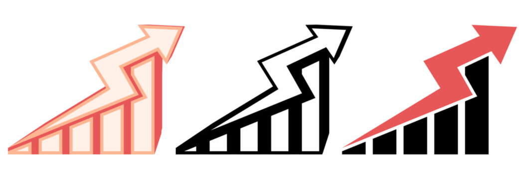 set growth graphs arrow going up icon. Business diagrams and charts design vector illustration
