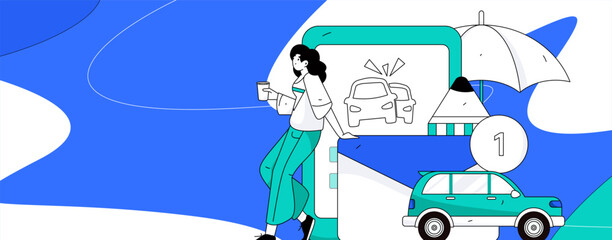 Buy insurance for car flat character vector concept operation illustration
