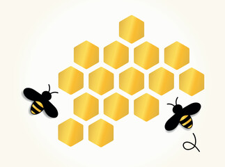 Bee design. Animal, farm, nature, ecology. Illustration of hive, honey, honeycomb, food, sweet. Vector, illustration, icon