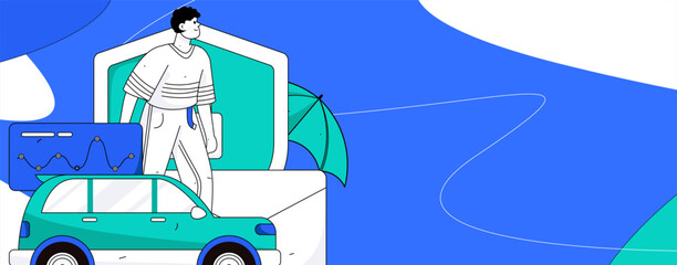 Buy insurance for car flat character vector concept operation illustration
