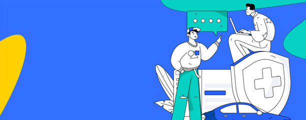 Buy insurance for car flat character vector concept operation illustration
