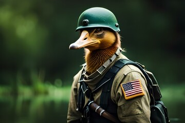 War duck dressed as a soldier, Generative Ai