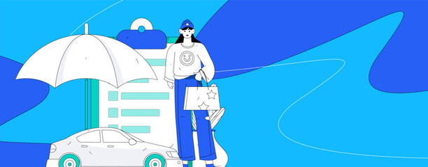 Buy insurance for car flat character vector concept operation illustration
