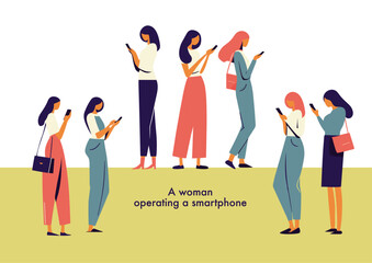 スマートフォンを操作する女性