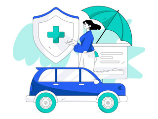 Buy insurance for car flat character vector concept operation illustration
