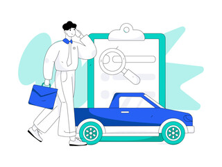 Buy insurance for car flat character vector concept operation illustration
