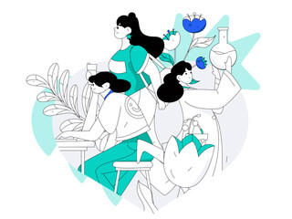 3.12 International Women's Day professional women flat character vector concept operation hand drawn illustration
