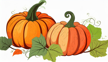 pumpkin and leaves Fresh pumpkin, vibrant fruit, and nutritious vegetables for healthy eating. Happy thanksgiving
