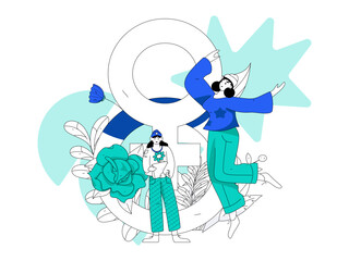 3.12 International Women's Day professional women flat character vector concept operation hand drawn illustration
