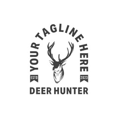 Deer Hunter logo design vector template