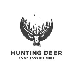 Hunting Deer logo design vector template