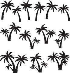 Palm tree shapes set. A collection of  palm tree silhouettes for all purpose decoration. - obrazy, fototapety, plakaty