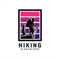 Hiking Club Vector Logo Design Template