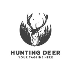 Hunting Deer logo design vector template