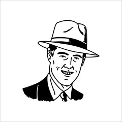 vector illustration of a mafia wearing a hat