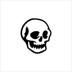 skull doodle illustration vector with concept