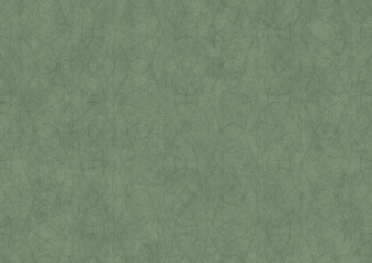 Hand-drawn unique abstract symmetrical seamless ornament. Dark semi transparent green on a light warm green background color. Paper texture. A4. (pattern: p10-1c) - obrazy, fototapety, plakaty