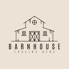 barn house line art logo vector illustration template design. - obrazy, fototapety, plakaty