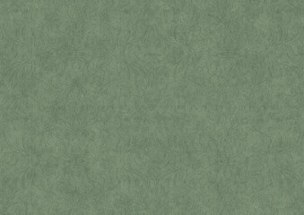 Hand-drawn unique abstract symmetrical seamless ornament. Dark semi transparent green on a light warm green background color. Paper texture. A4. (pattern: p11-1b)