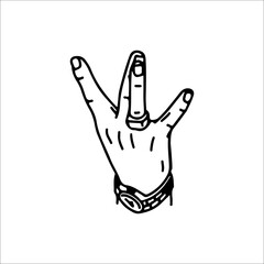 vector illustration of a hand using a ring and a watch