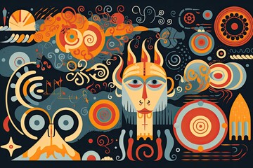 Abstract background with Symbols of Scandinavian mythology