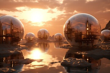 synthetic planet, a sci-fi image stimulating imagination. generative AI