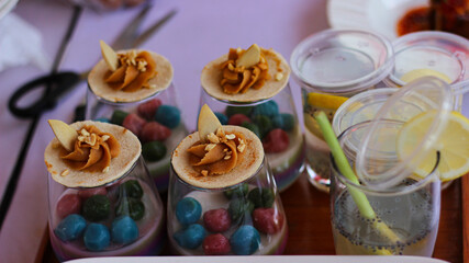 Food from flour is served in an attractive form.