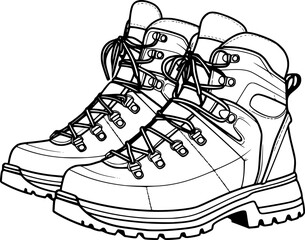 Outline of Hiking boot for coloring page