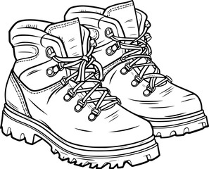 Outline of Hiking boot for coloring page