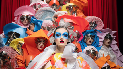 Surreal Theatrical Fashion Extravaganza, Unveiling the Exaggerated Performance of Super Sale Spectacle