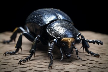 Dark insects. Anoplotrupes stercorosus dor is a species of dung beetle from the family Geotrupidae. Generative AI - obrazy, fototapety, plakaty